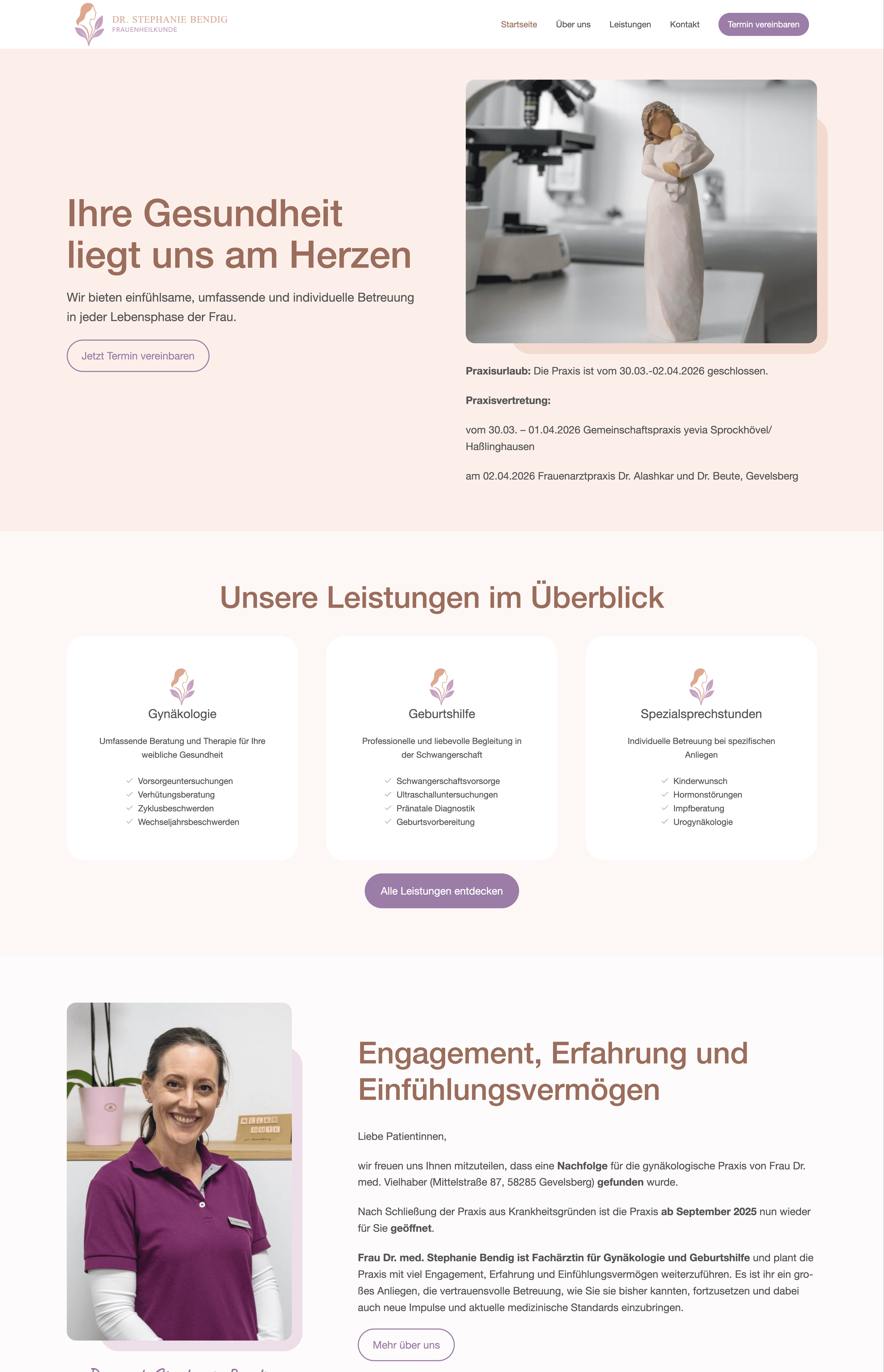 Projekt Frauenarztpraxis Dr.Bendig Website Screenhot