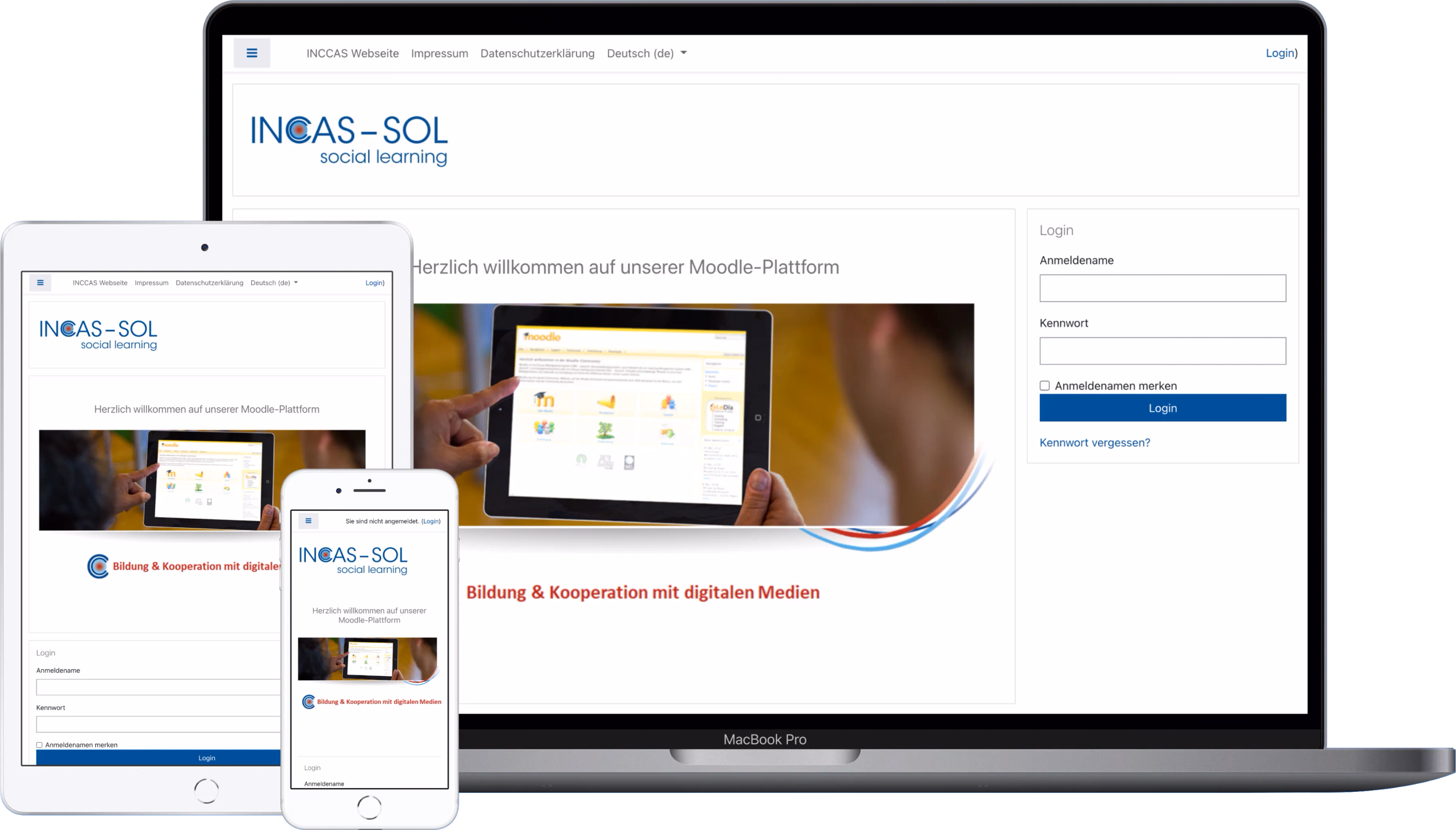 Projekt INCCAS E-Learning Plattform Moodle Screenshot
