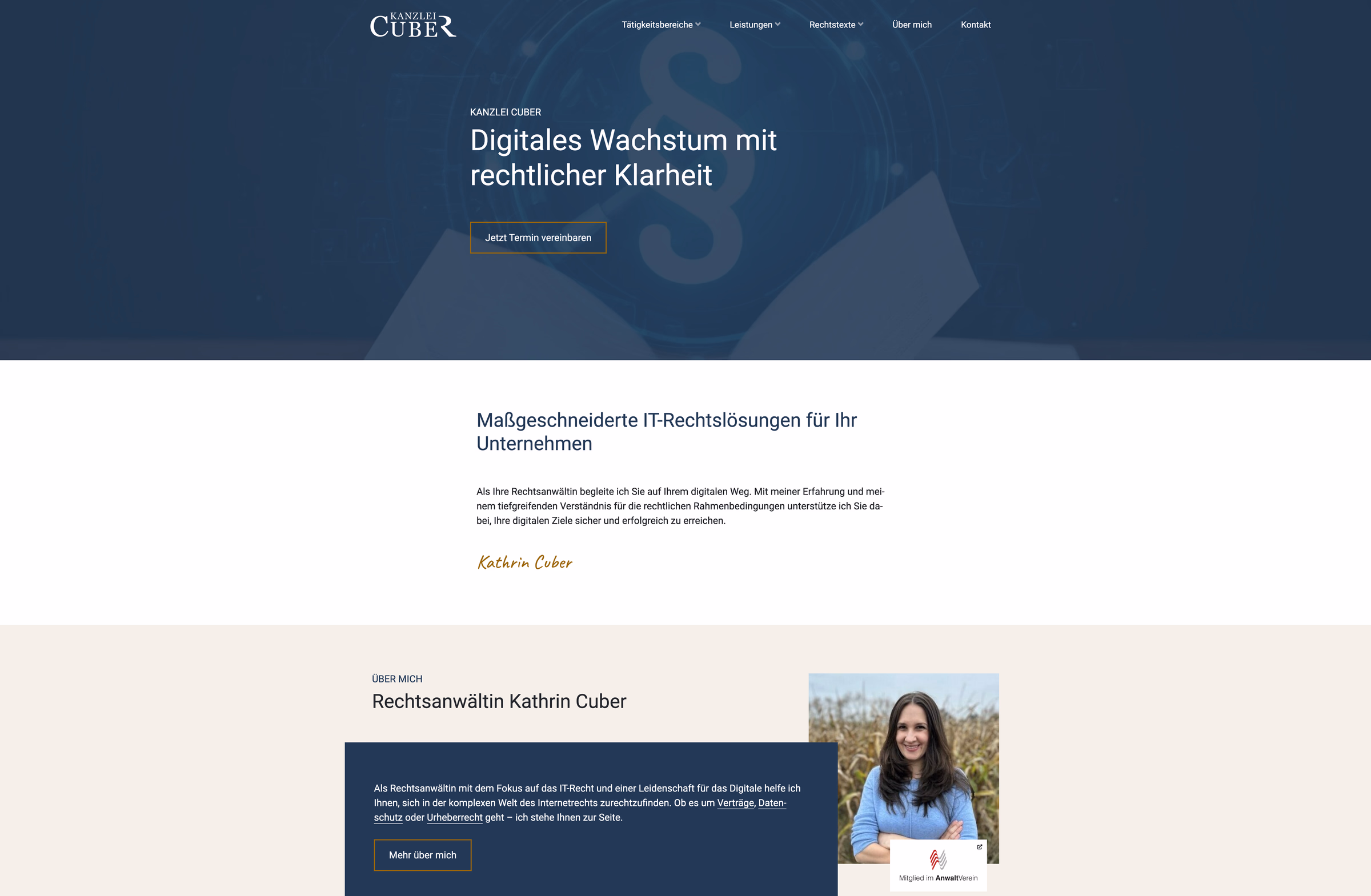 Projekt Kanzlei Cuber Screenshot Website